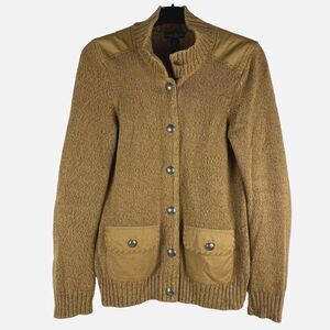 Lauren Ralph Lauren Brown/Cashew Knit Cardigan Sweater Green Label‎ Size Large